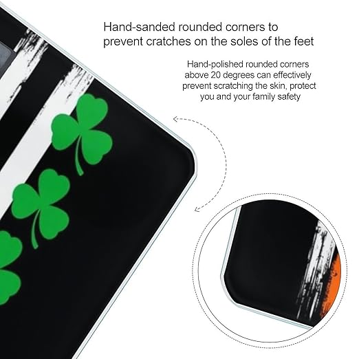 Automatic Switch Digital Bathroom Weighing Scale Smart Scale for Body Weight St Patricks Day Shamrock Clover Irish American Flag