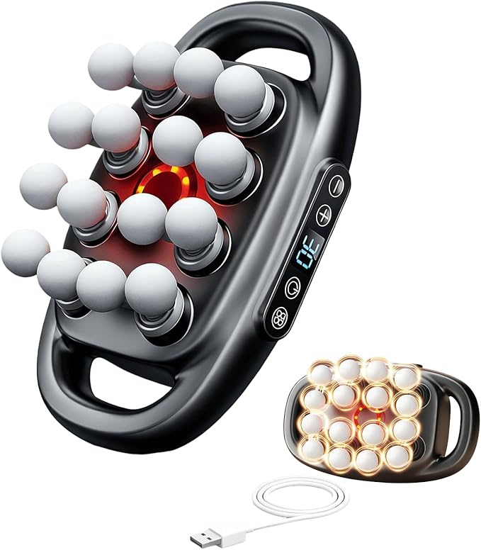 Relief Wave Pro 3 Deep Tissue Massage Gun with 16 Heads 30 Speed Levels Quiet Percussion Massager for Back Legs Waist Buttocks and Muscle Relief (Grey)