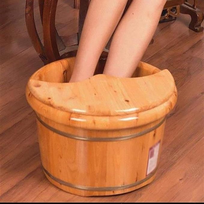 Foot Tub Wooden Foot Basin Household Gift Wooden Foot Tub Solid Wood Foot Tub Bucket Foot Spa Tub Massage Cedar Pedicure Barrels Household Foot Bath Barrel Foot Soaking Household Items Decoration (Col