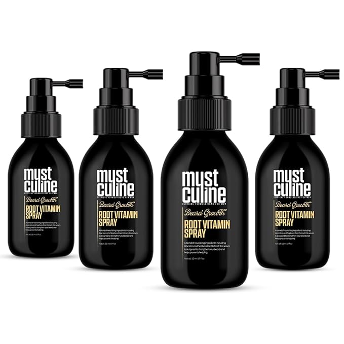 Beard Root Vitamin Spray 4 Pack Unscented Supports Beard and Moustache Growth and Strengthening Increases Elasticity Prevents Breakage Volumizes