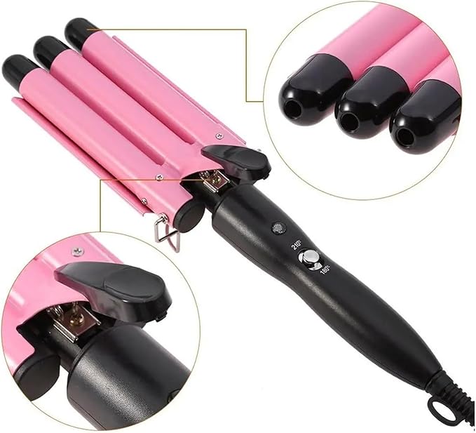 Professional Ionic Deep Waver Curling IronScald Hair Crimper for Effortless Waves(1US)