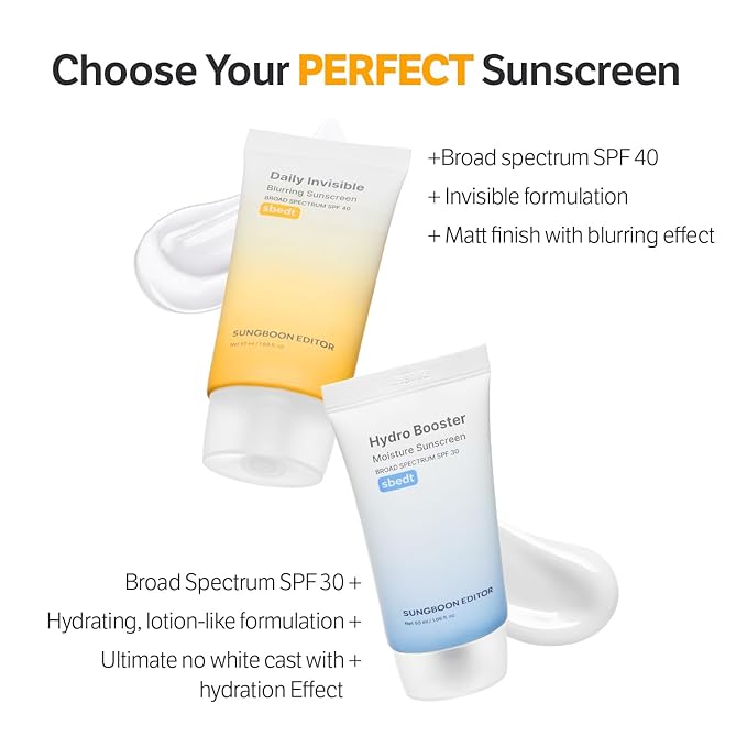 SUNGBOON EDITOR Daily Invisible Blurring Sunscreen with Broad Spectrum SPF 40 Invisible Sunscreen for Face Makeup Primer spf 50ml 1.69 fl.oz Oil Free Weightless (Pack of 2)