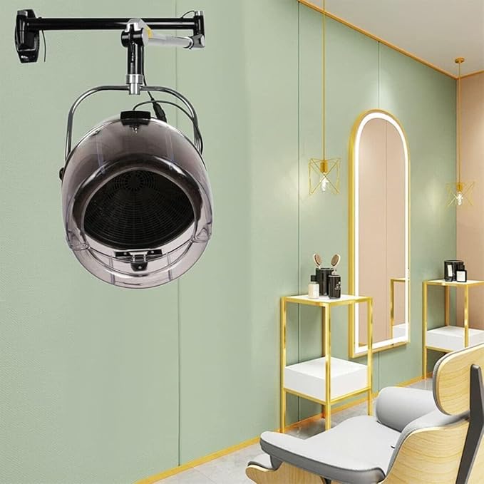 Wall Mounted Hair Dryer with Swivel Arm Professional Salon Hair Hood Dryer with Timer Adjustable Temperature Beauty Barber Spa Equipment