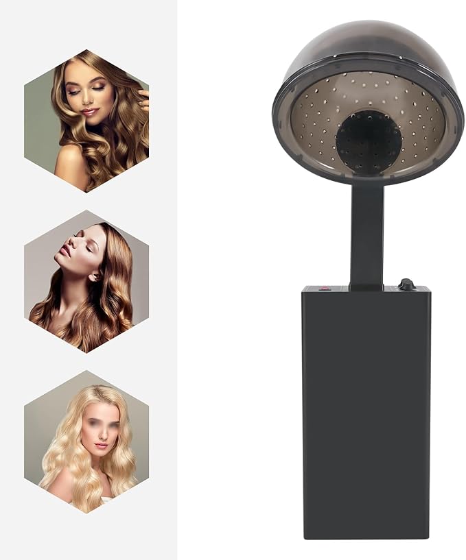 Professional Hooded Hair Dryer 1200W Conditioning Salon Steamer with Stand Portable Standing Hair Dryer Bonnet for Salons with Temperature Control 185-284℉ Adjustable Hood