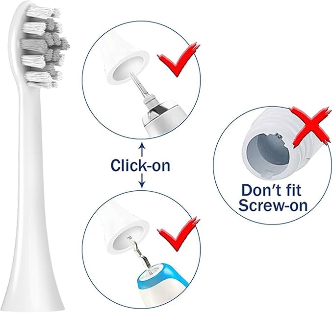 Compatible for Philips Sonicare Electric Toothbrush Replacement Toothbrush Brush Heads 1100 2100 4100 4300 5100 5300 6100 6500(White-2 Pcs)
