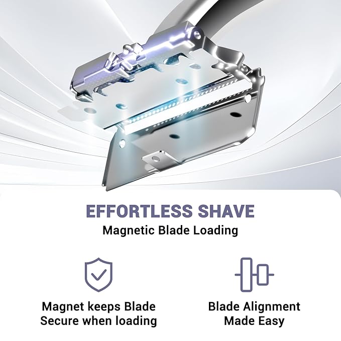 Adjustable 2-Blade Safety Razor Set with Magnetic Head for Men Women - with 10 Blades Shave Brush - Precision Shaving Reusable &amp Plastic-Free Shaver for Beard Head Leg Shaving
