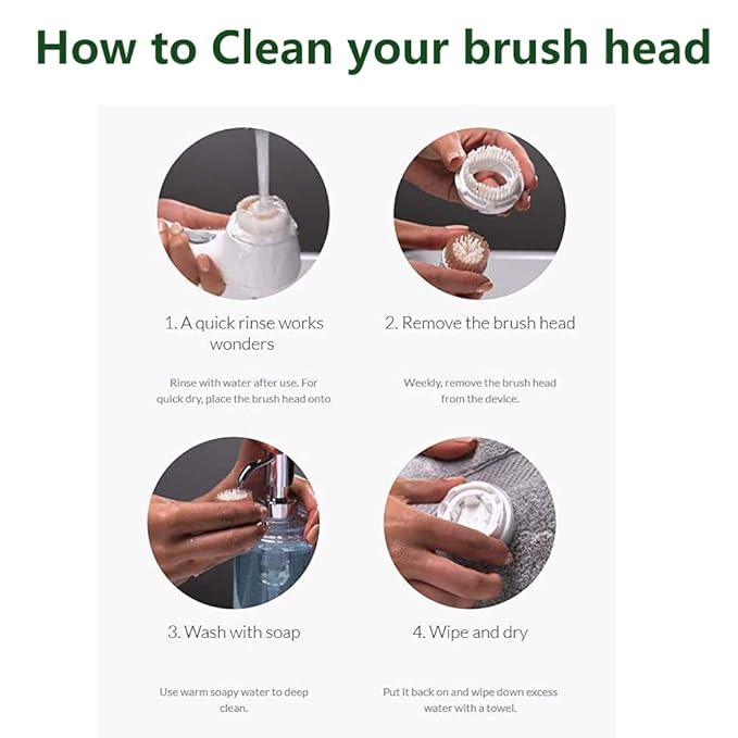 Facial Cleansing Brush Head Replacement Facial Cleanse Brush Head Normal Sensitive Facial Brush Heads for Acne Prone Clogged Enlarged Pore Deep Pore Sensitive Skins (4Pack/White)
