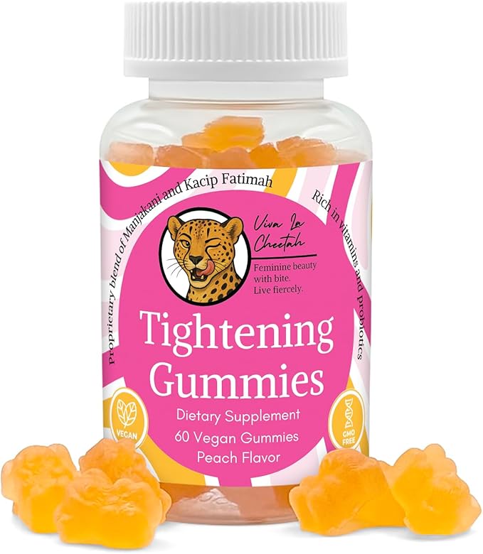 Vaginal Tightening Gummies 2 Month Supply V Tight 60 Vegan Tightener Gummy Vitamins Natural Tightening Pills for Tighter Vag pH Balance Vaginal Health (Peach)
