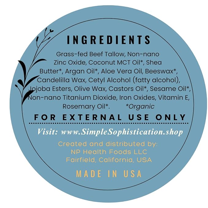 Tallow Sun Balm- with grassfed beef tallow castor oil zinc oxide | Mineral Sunscreen | Natural Organic | Reef Safe Ocean Friendly | Spf 30 - suitable for sensitive skin (2 oz) (Medium)