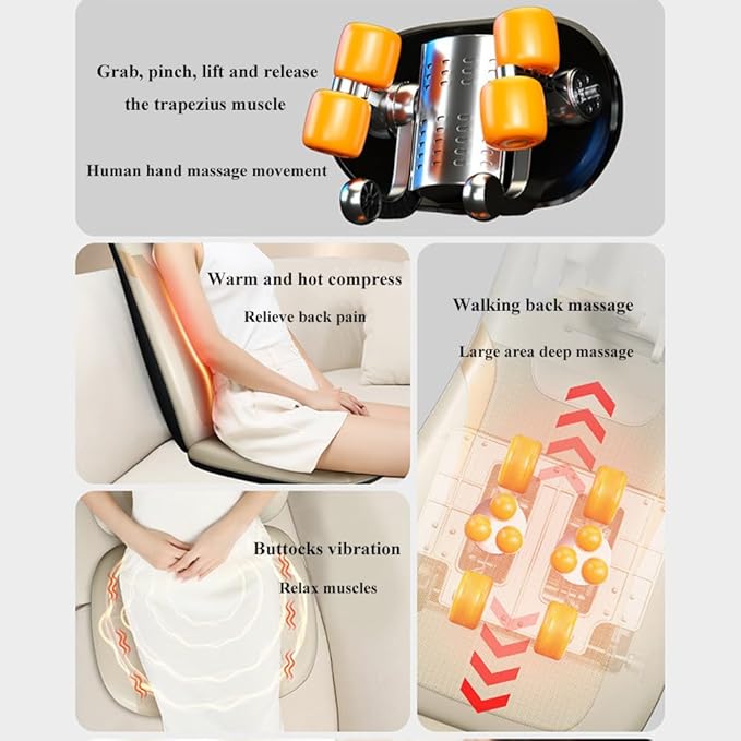 Back Massager Chair CushionImitation Human Hand Massage Seat CushionWith Temperature-Sensing Hot CompressElectric Back Walking MassageRelieve FatigueFor ParentsAU