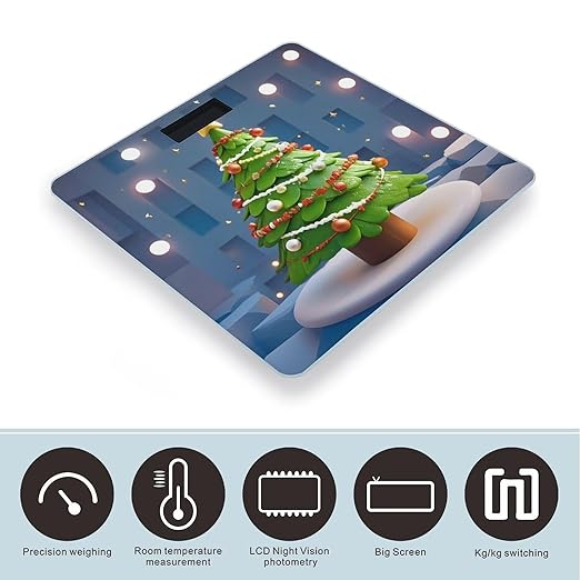 Simple Christmas Tree Scale for Body Weight Digital Bathroom Scale Toughened Glass High Precision Scales for Body Weight with Large LCD Backlight Display Weight Scales