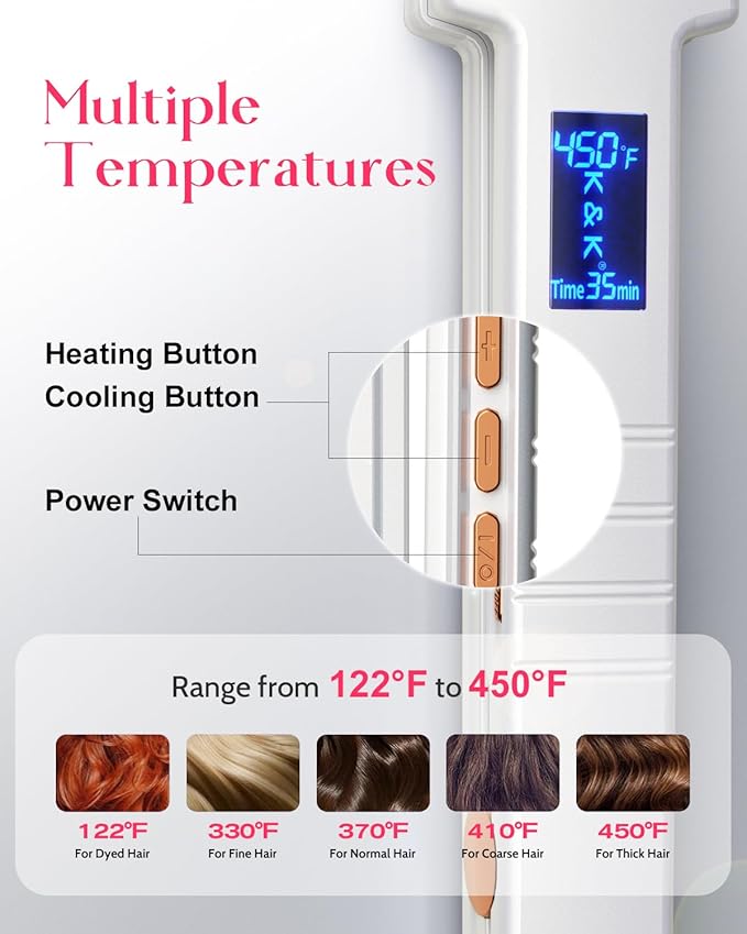 K&ampK Nano Hair Straighteners Wide Plates Adavance Ceramic Coated Plates Digital Display Ultra-Fast Heat Up Auto Safety Shut Off Plancha De Pelo Dual Voltage UK Plug for Thick Hair