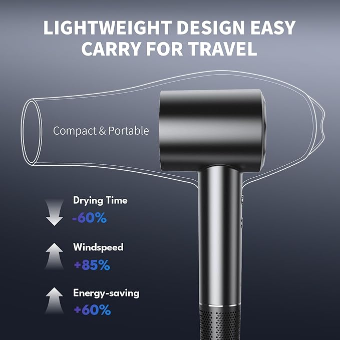 VTT Hair Dryer 150000 RPM High Speed Blow Dryer with Intelligent Temperature Control Magnetic Nozzle Fast-Drying Low Noise Hair Blow Dryer for Men and Women for Curly Hair for Home Travel Salon