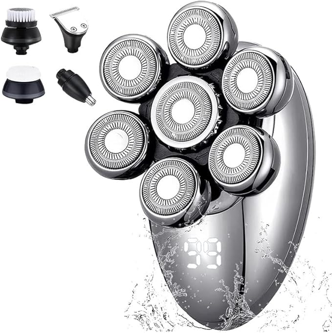 Head Shavers for Bald Men Super Electric Shavers for Men 7D Floating Rotary Razor Cordless USB Rechargeable Multifunctional Grooming Kit with LED Display