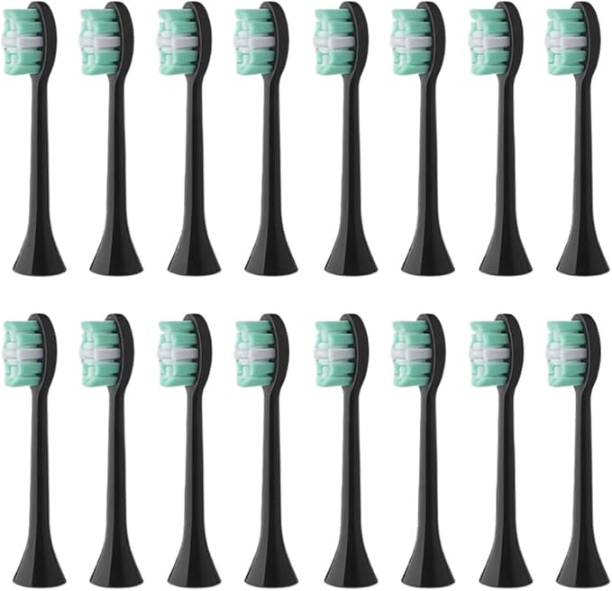 16pcs Replacement Toothbrush HeadCompatible for BOMIDI TX5 Soft Bristles Nozzles(16PCS Black)