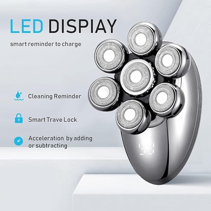Electric Razor for Men's 5 in 1 Electric Shaver for Men 7D Floating Cutter Head USB Rechargeable Rotary Shaver Smart Multifunctional Grooming Kit