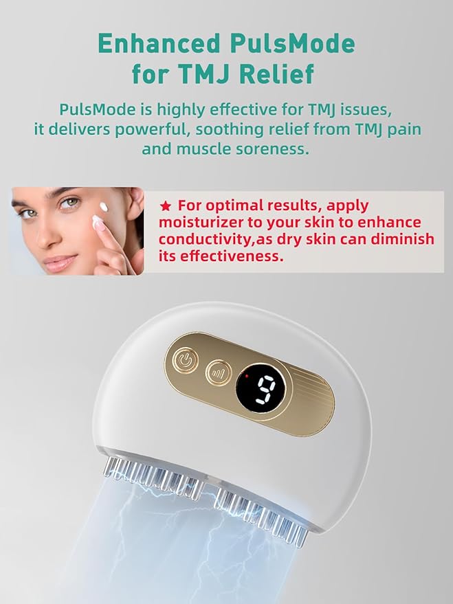 TMJ Relief Products Jaw TMJ Relief Massager Vibration and Heating Ergonomic Multi-Needle Design TMJ Massage Tool Effective Jaw &amp Neck Pain Grinding and Clenching Teeth Relief (White)