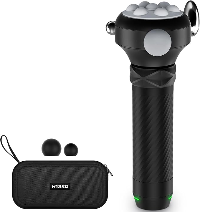HYAKO Pro Max Therapy Massager - 6500 RPM Pro-Grade Deep Tissue Vibration for Full Body Pain Relief &amp Fascia Release | for Large Muscles &amp Sensitive Areas | Handheld Portable Massage Gun (Grey