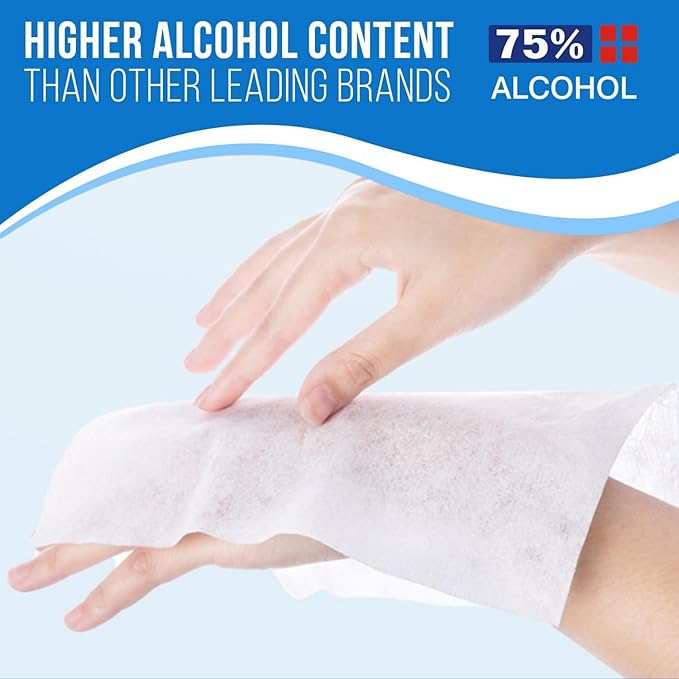 MagiCare 75% Large Alcohol Wipes (2 Canisters) - Alcohol Hand Sanitizing Wipes Unscented - Premium Hand Wipe Sanitizer Wipe - Home Classroom Cleaning Camping - 2 100ct Canisters (200pcs)