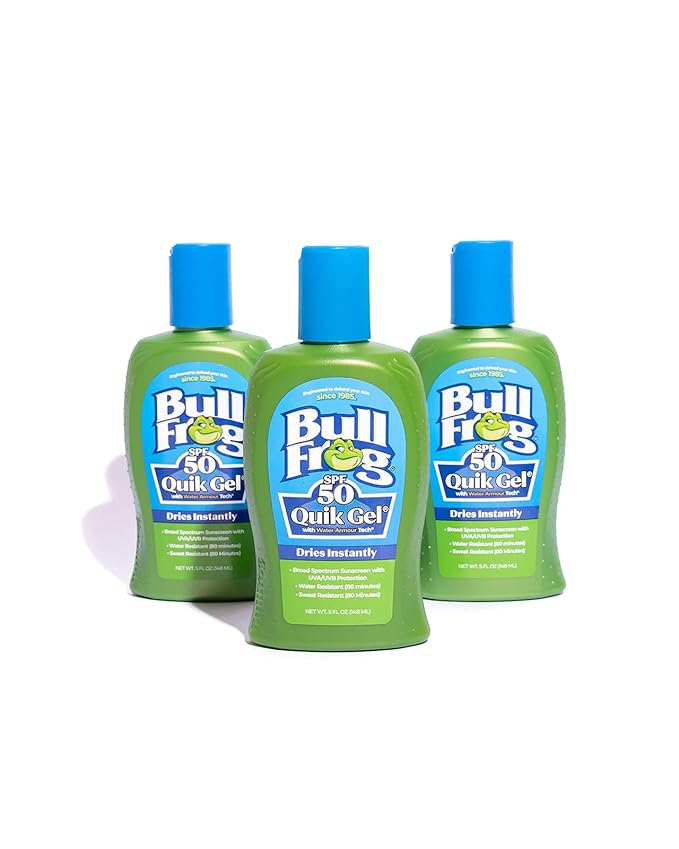 Bullfrog Quik Gel Sunscreen SPF 50 | Oxybenzone &amp Octinoxate Free | Broad Spectrum Moisturizing UVA/UVB 5oz 3 pack…