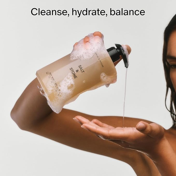 Salt &amp Stone Body Wash with Antioxidants for Deep Moisture | For Women &amp Men Sulfate Paraben &amp Dye Free Leaving Skin Soft and Hydrated | Bergamot &amp Hinoki 15.2 fl oz