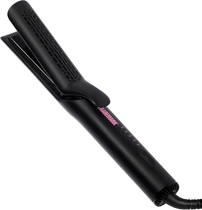 Trademark Beauty Airflow Styling Flat Iron 2 in 1 Hair Straightener &amp Curler Ceramic Plates Tourmaline Coating 360 Degree Air Vents Sunny Styler - Black
