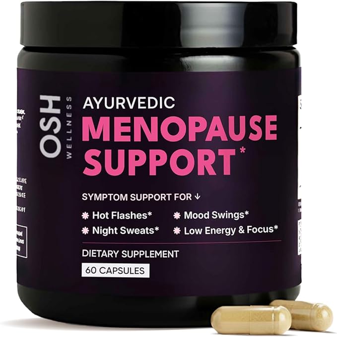 Menopause Supplements for 45+ Women | Hot Flash Night Sweat &amp Mood Swing Relief | Ayurvedic Herbal Blend with Shatavari Ashwagandha Black Cohosh | Eases Dryness &amp Boosts Libido | 60 Capsule