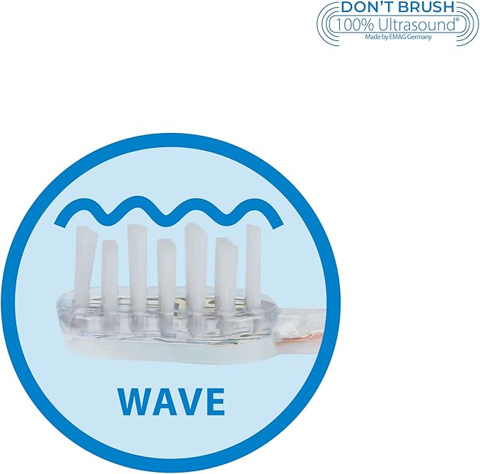 Emmi-dent Platinum 4-Pin Wave Bristle-Head Attachments - Electric Toothbrush Replacement Heads. Cleans with Ultrasound Waves. (Wave 4 Pack)