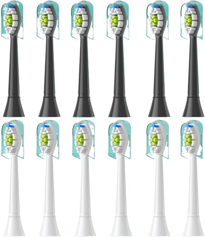4/8pcs Replacement Toothbrush Heads Compatible with Philips Sonicare Soft Electric Brush Head 4100 6500 6100 7500 5(6White 6Black)