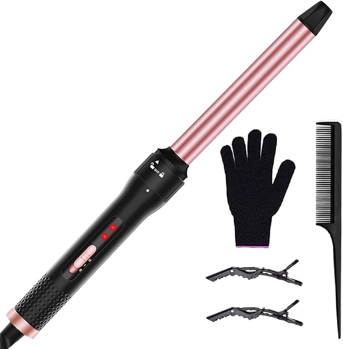 Professional 1/2 Inch Curling Iron 1Pcs Curling Iron 1 Inch 1Pcs Curler Wand for All Hair Types Include Heat Protective Glove &amp Clips