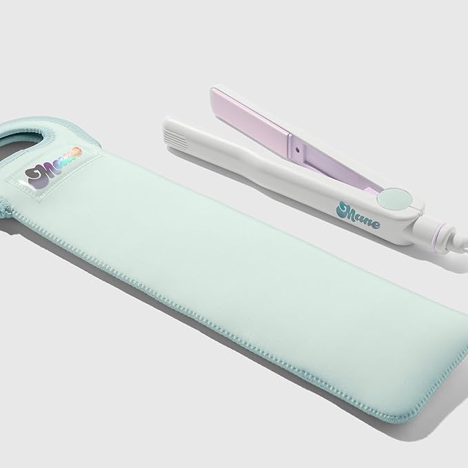 Mane Straightener Trio Set – Multi-Use Flat Iron for Straightening Curling &amp Waving + Heat-Resistant Sleeve for Safe Storing + Heat-Resistant Tool Mat for Surface Protection