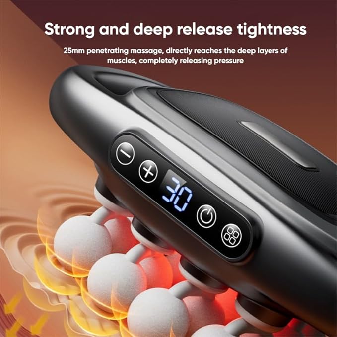 Deep Tissue Massage Gun Portable 16 Head Percussion Massager with 30 Speeds - Red Light Therapy Quiet Pistola Masajeadora Muscular for Back/Neck/Leg Pain Relief 3200mAh Battery (16-Head)