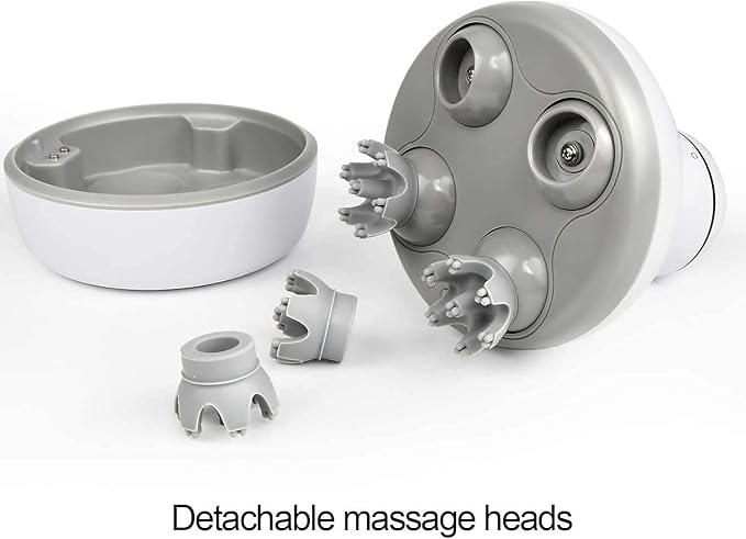 cotsoco Electric Scalp Head &amp Back Massager Cordless Hair Massage Waterproof Head Massager with 4 Heads 84 Nodes for Hair Growth Stress Relief &amp Deep Clean Gifts for Men Women White