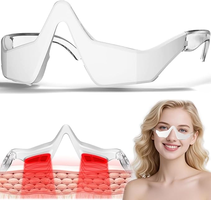 Under Eye Light Therapy Device Red Light Therapy Glasses 3 Modes Microcurrent Eye Massager Red Light Eye Mask for Eye Bags Dark Circles Puffiness Wrinkles Fine Lines