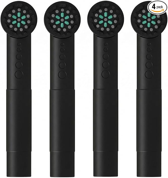Toothbrush Replacement Heads Compatible with Quip 360 Oscillating Electric Toothbrush Black 4-Pack