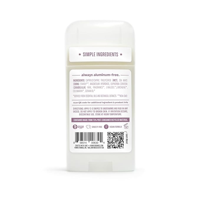 HUMBLE BRANDS Aluminum-Free Deodorant Vegan and Cruelty- free Formulated for Sensitive Skin Simple &amp Sensitive Vegan Lavender Vegan Rose Vegan Unscented) Pack of 3