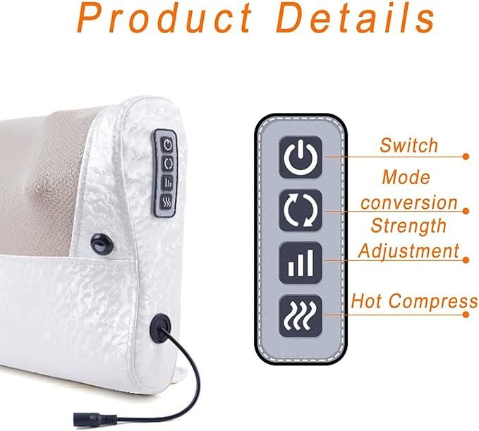 Cervical MassagerMulti-Function Massage Cushion Three Massage Methods Infinitely Variable Speed Comfortable and Breathable for Relax The Body