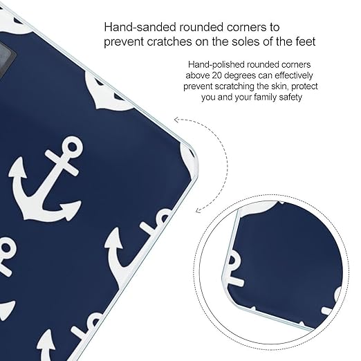 Women's Digital Bathroom Weighing Scale Automatic Switch Energy Saving Scale Smart Scale for Body Weight Nautical Anchor Navy