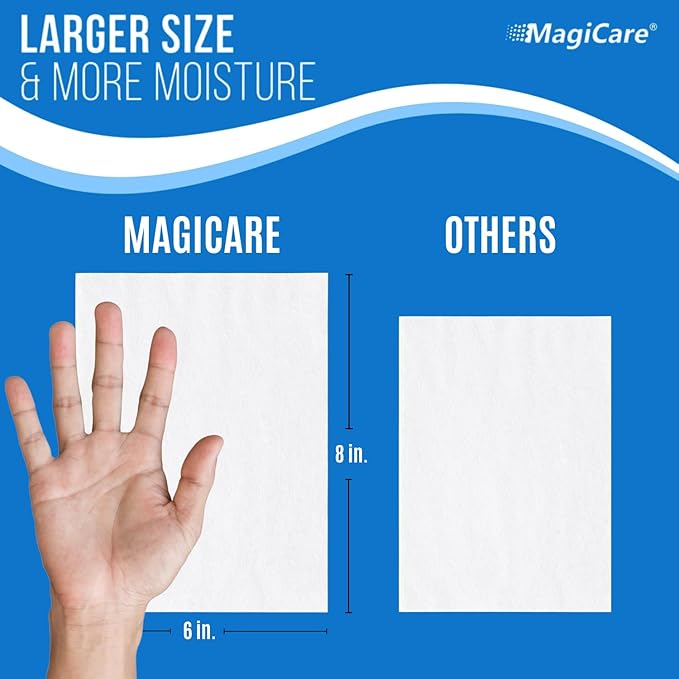 MagiCare 75% Large Alcohol Wipes (2 Canisters) - Alcohol Hand Sanitizing Wipes Unscented - Premium Hand Wipe Sanitizer Wipe - Home Classroom Cleaning Camping - 2 100ct Canisters (200pcs)