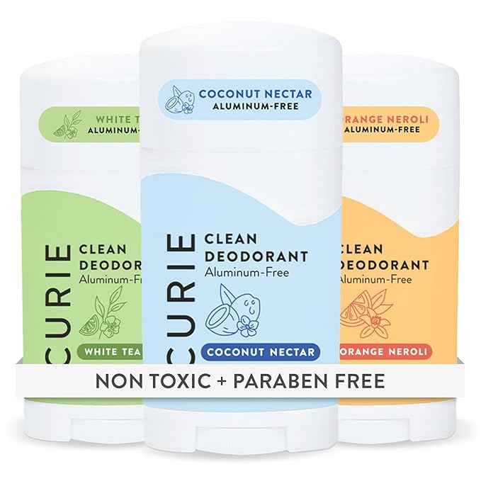 Curie Natural Deodorant for Women - Original Stick Variety Pack - Coconut Nectar Orange Neroli and White Tea - Aluminum Free Clean Sustainable Vegan Paraben Free (3pk)