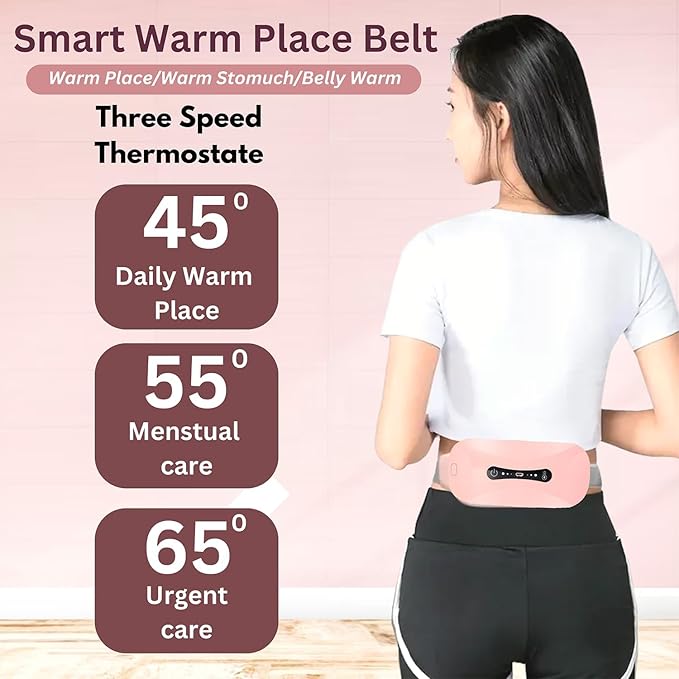 Cordless Belt Period Cramp Relief Massager with 3 Speed &amp 3 Crampfree Massage Modes with Touch Screen Comfortable Soft Fabric &amp Stretchable Belt