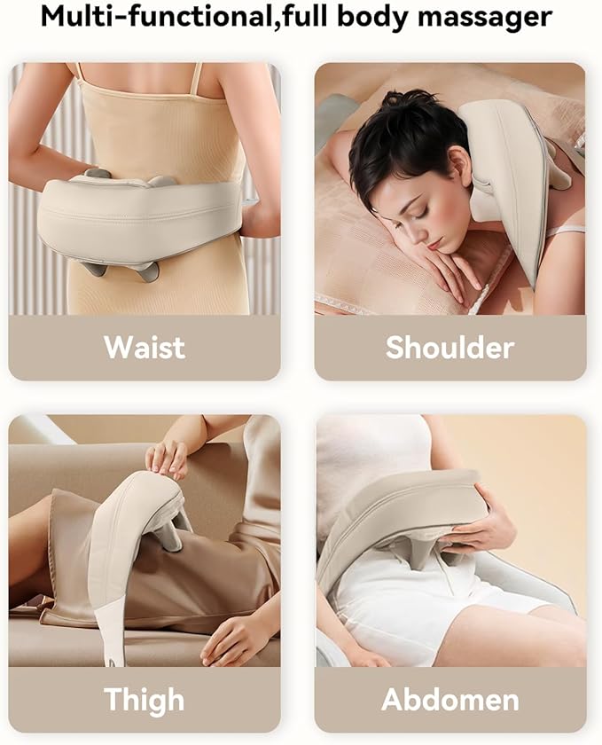 Snailax Cordless Neck Massager with Heat Shiatsu Neck and Shoulder Massager for Deep Tissue Kneading Back Massage Pillow for Leg Body 2 Heating Levels Gifts for Men Women