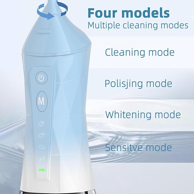 Water flosser+Electric Toothbrush Combination Set -5-Speed Sonic Electric Toothbrush 4-Speed Portable Water flosser Super Waterproof a Great Gift for Friends (Blue)