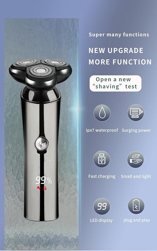 Head Shavers for Bald Men Electric Shaver Men Rechargeable Rotary Floating Razor Beard Hair Trimmer LCD Display Shaving Machine Wet and Dry