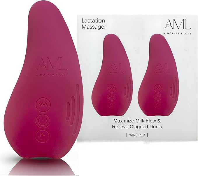 A Mother's Love AML Lactation Massager for Milk Flow Enhancement Relieve Clogged Ducts Engorgement Relief (Wine Red 2pck)