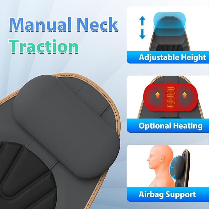 SLOTHMORE Back Massager for Chair Heated Seat Cushion Massager with Neck Traction Vibration Massage Pad for Full Body Massage for Office Chair Home Use