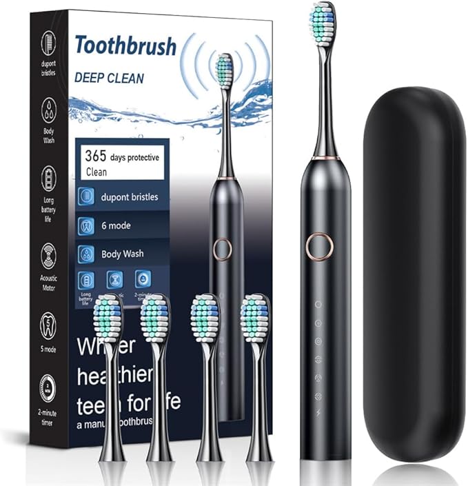 Electric Toothbrush for Adults (Black)