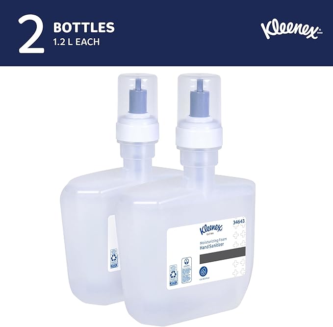 Kleenex Ultra Moisturizing Foam Hand Sanitizer (34643) Clear 1.2L Package 2 Packages / Case