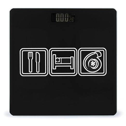 Eat Sleep Boosts Digital Bathroom Scale for Body Weight Lighted LCD Display Round Corner