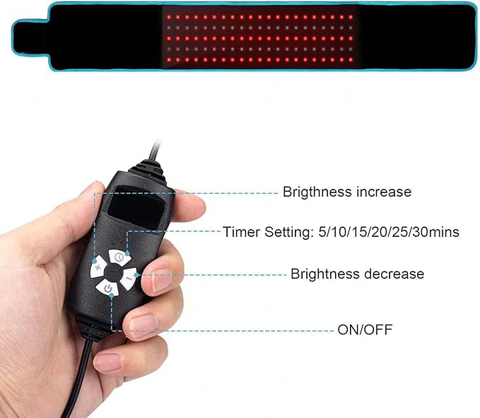 Red Light Therapy Belt 650nmLED and 850nm Therapy Pad Home Hot Compress Pain Relief Wearable with Automatic Timer for Body Back Waist Shoulder Joints Pain Relief